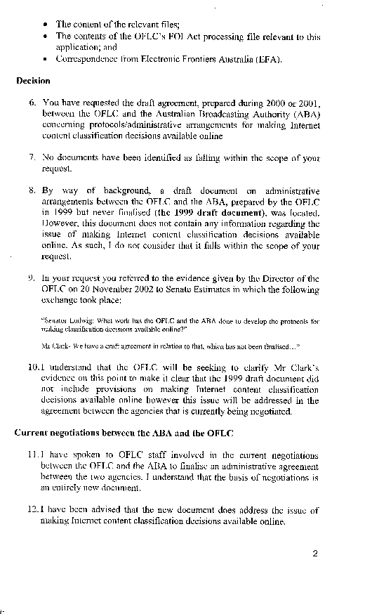 Page 2, Letter from OFLC